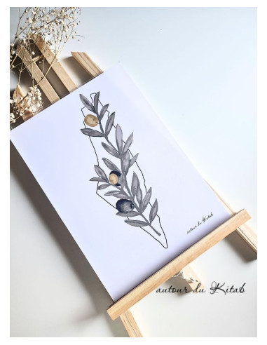 Toile A4 Palestine Olivier - Art mural symbole paix résistance