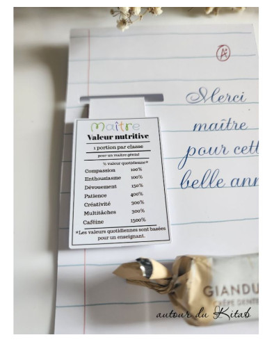 Cadeau fin d’année scolaire – avec carte, marque-page aimanté et chocolat