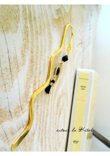 Signet bohème blanc perles et croissant