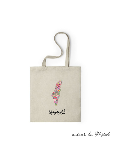 Tote Bag Palestine Fleurie - Sac toile solidarité motifs floraux